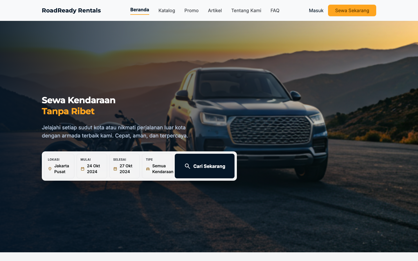 RoadReady Rentals car rental website
